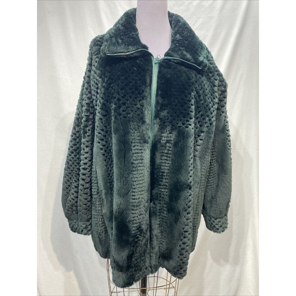 sheared beaver stroller forest green zipper (45018)